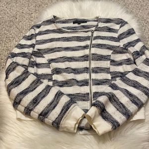 Sanctuary Navy Stripe Moto Asymmetrical Zip Jacket